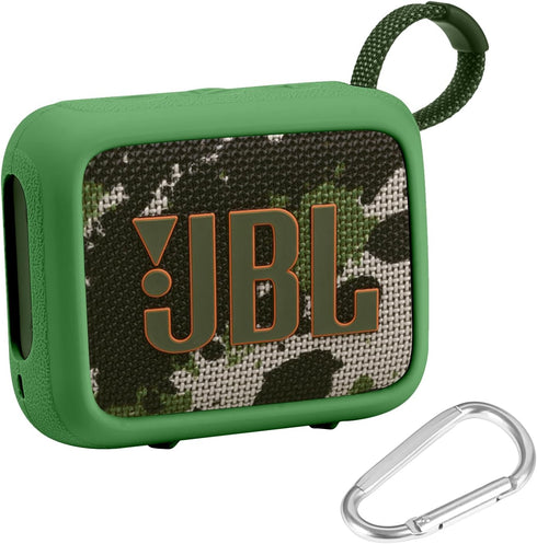 JBL Go 4 Waterproof Bluetooth Speaker Silicone Cover Case, Portable Travel Case with Carabiner, Protective Skin Case