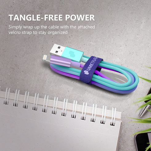 MFi Certified Lightning Cable 3.3ft for iPhone - Nylon Braided Charging Cord, Lightning to USB A, Blue.