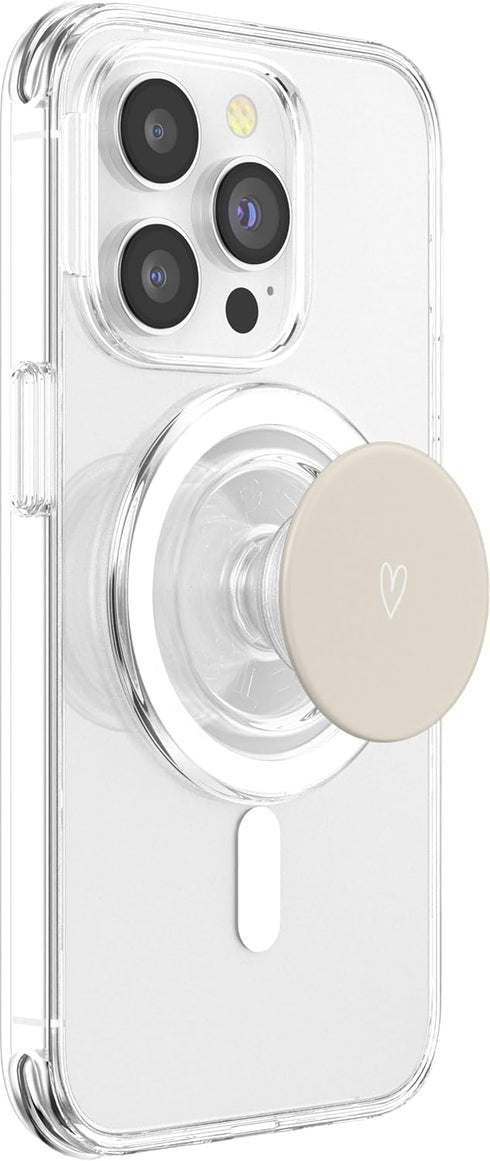 PopSockets PopGrip for MagSafe, Sand / Beige / Tan Heart Minimalist Love