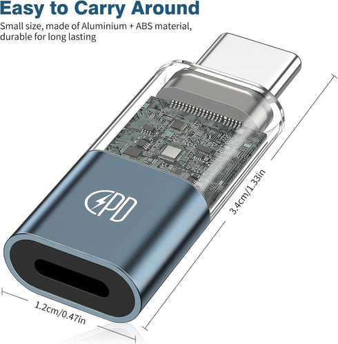 Male USB-C to Female Lightning Charger Adapter, 2-in-1 100W PD Charging + Data Sync for iPhone 15 Pro Max
