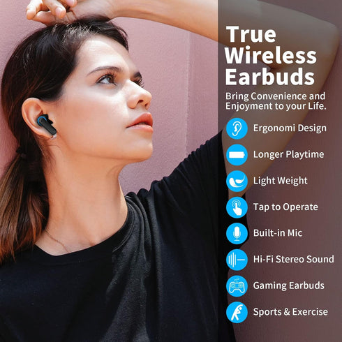 Bluetooth 5.3 Noise Canceling Earbuds for Samsung S24 S23 FE S22 Ultra S21, True Wireless with HD Mic, Deep Bass