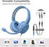 SIMOLIO Kids Headphones Wired with Microphone for Virtual School & Gaming, Safe Volume Cord Headphone with Flexible