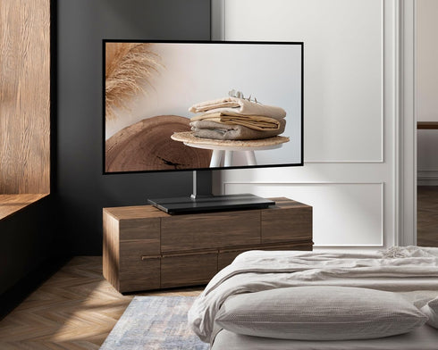 FITUEYES Universal TV Stand, Swivel Tabletop TV Stand for 28-55 Inch Flat Screens, Height Adjustable, Black
