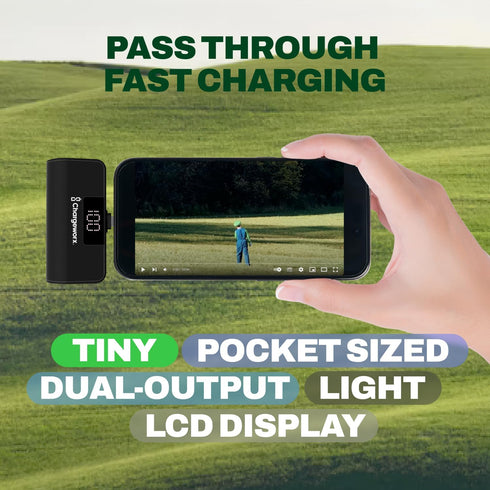 CHARGEWORX Portable Power Bank, 5,000 mAh Battery Capacity, Fast Charging, Small Compact Design, Black