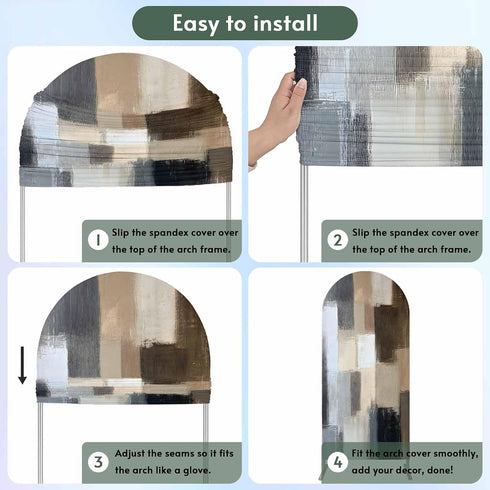 Jnbasdffb 6 Modern Grey Brown Wedding Arch Cover, Stretchy Spandex Arch Backdrop Stand Covers FT, Abstract Oil Painting