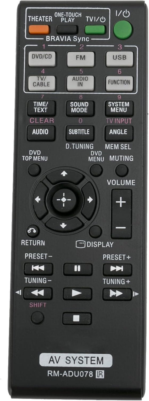 RM-ADU078 Lost Remote Control for Sony HBD-DZ170, HBD-DZ171, RM-ADU079, HBD-TZ135, DAV-TZ710, and More