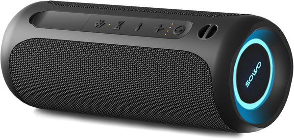 Portable Wireless Bluetooth Speaker, IPX7 Waterproof, 25W Loud Stereo Sound, Built-in Mic, 16H Playtime with Lights