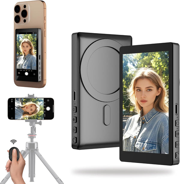 FLATIC Selfie Monitor Screen for iPhone & Android, 2000mAh Back Camera Vlog