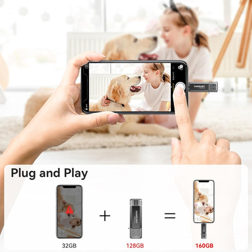 Vansuny 128GB 450MB/s 3.2 2 1 Type C Flash Drive Upgraded USB High Speed Flash Drive in OTG USB A + Type C Dual Thumb