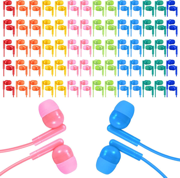 50 Pack Earbud Bulk Kids Headphone for Classroom School, Wholesale Class Room