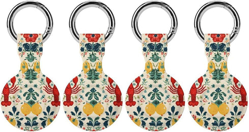 Generic Vintage Lobster Floral Case Compatible with Airtag Holder Keyrings Keychains for Keys