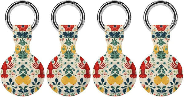 Generic Vintage Lobster Floral Case Compatible with Airtag Holder Keyrings Keychains for Keys