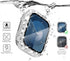 NewWays 2 in 1 Waterproof Bling Case 45mm for Apple Watch Screen Protector Series 9 8 7, Lace Full Glitter Diamond Rhinestone Bumper Face Cover for iWatch Women 45 mm, Silver
