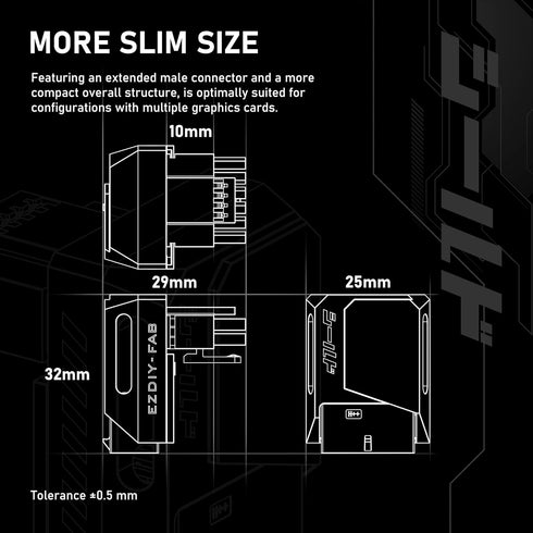 EZDIY-FAB PCIe 5.1 Adapter - 600W 12+4pin, 16pin 12VHPWR GPU Power Connector for RTX 3090Ti, 4070Ti