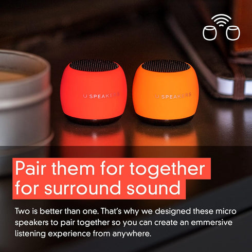 U Micro Speaker, Glow in Dark, Portable Wireless Bluetooth 5.0, Built-in Mic & Remote Shutter, Perfect for Parties,