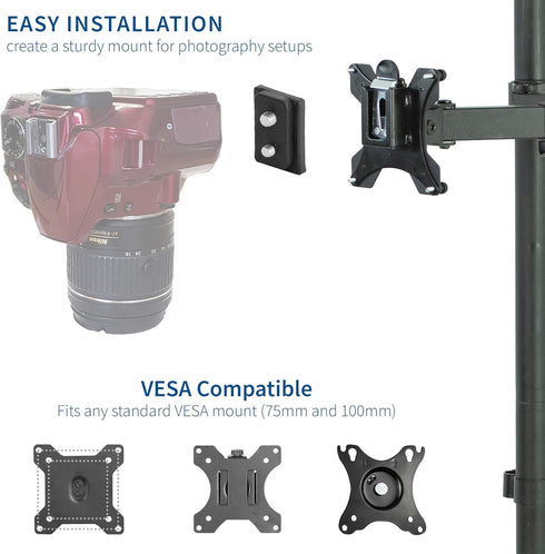 VIVO Universal VESA Adapter Bracket Kit for DSLR Cameras/Camcorders, 1/4 inch Mount, Attaches to Monitor Stands for