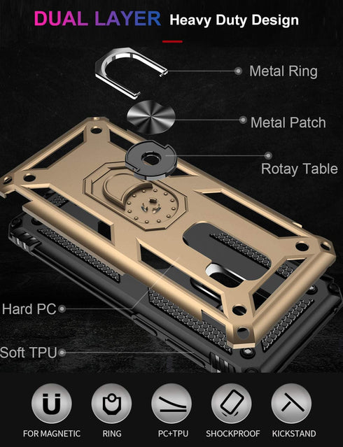 LUMARKE Galaxy S9 Case, Military Grade Protective Phone Cover, Pass 16ft Drop Test with Magnetic Ring Kickstand (Gold)