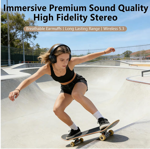 HQYWDSMQE 5.4 Headset Wireless Bluetooth Headphones Over Ear ,Noise Reduction Wireless Headphones with Microphone/Deep
