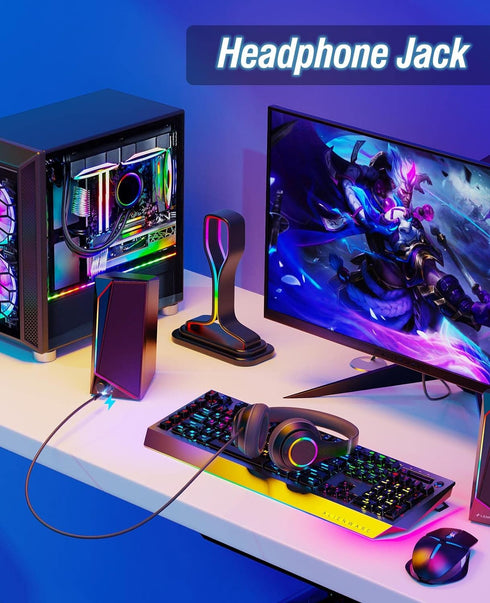 LENRUE Computer Speakers, USB/USB-C Powered PC Speakers with Loud Stereo Sound, Headphone-in for Desktop