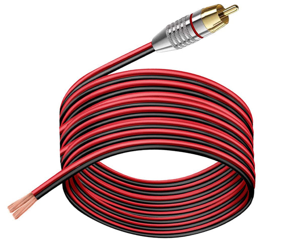 9.9FT RCA to Speaker Bare Wire Cable, Heavy 14 Gauge Speaker Bare Wire Cables to RCA Plug Adapter for Speakers
