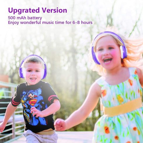 Kids Wireless Bluetooth Headphones, Volume Limited 85db/110db Over-Ear Foldable Headphones with Mic for Boys, Girls