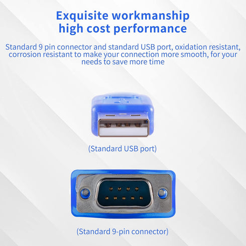 USB 2.0 to Serial 9-Pin RS232 Adapter, DB-9 USB to Serial Converter Cable, Supports Windows 7/8/10/11/32/64/XP