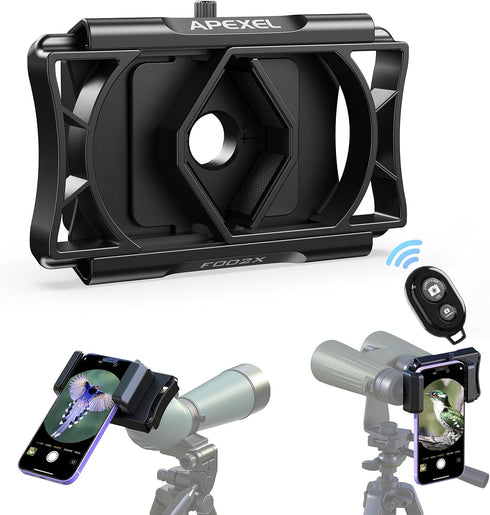 APEXEL 360 Telescope Phone Adapter, Upgraded Binocular Photo Adapter for Android & iPhone,
