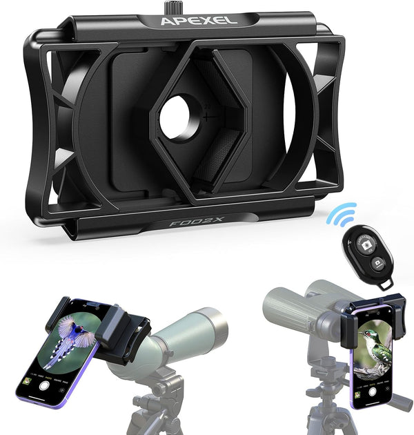 APEXEL 360 Telescope Phone Adapter, Upgraded Binocular Photo Adapter for Android & iPhone,