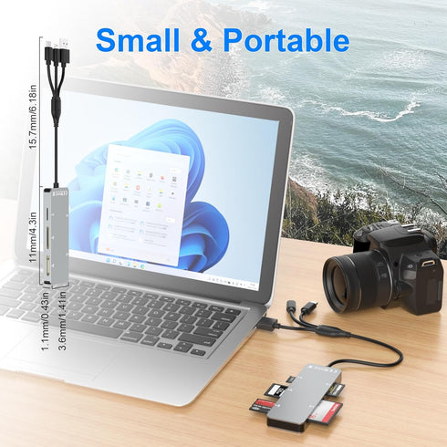 Memory Stick Pro Duo Adapter for iPhone - 5 in 1 XD/TF/MS/CF/SD Card Reader for PC/Android/Lightning Device