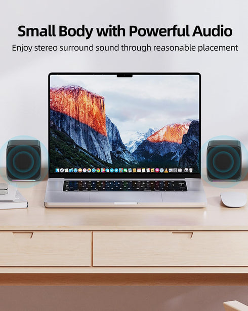 Computer Speakers for Desktop PC, USB Powered Small Speakers, 3.5mm Aux for Laptop, Tablet, Phone