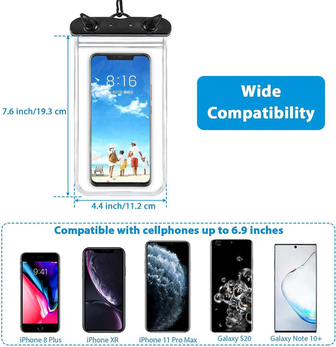 Frienda 12 Pieces Universal Waterproof Phone Pouch Underwater Case Clear Cellphone Dry Bag with Lanyard Outdoor Beach Swimming Snorkeling Bag for Smartphone up to 6.9 Inch (Multi-Color)