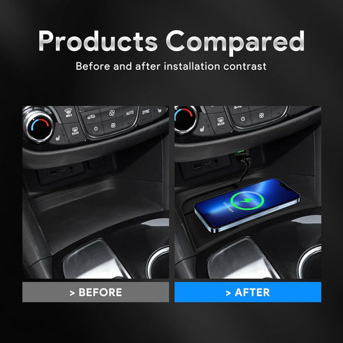 Wireless Phone Charging Pad for Chevrolet Equinox 2018-2023, Silicone Material, Dual Charging Ports, 15W Adapter
