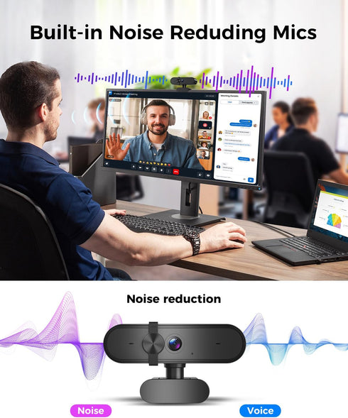 Edew 1080P Webcam Computer Camera with Microphone & Wide View - Auto Light Correction Webcam for PC, Mac, Laptop