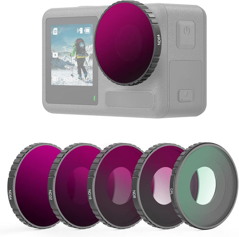 NEEWER 5PCS ND Filter Kit for DJI Osmo Action 3, CPL ND8 ND16 ND32, Neutral Density Filter HD Optical Glass Multi Layer