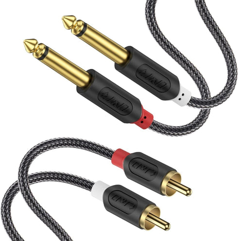 J&D RCA to 1/4 Audio Cable, Dual 1/4 inch TS to Dual RCA Stereo Interconnect Cable, 15 Feet