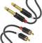 J&D RCA to 1/4 Audio Cable, Dual 1/4 inch TS to Dual RCA Stereo Interconnect Cable, 15 Feet