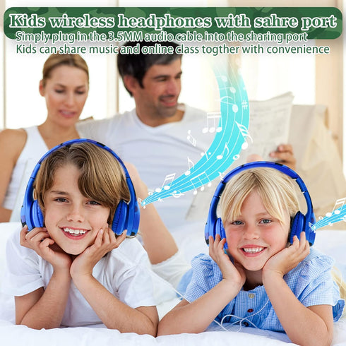 Toddler Wireless Headphones, Kids Camo Bluetooth Headphones, 15 Hours Playtime, Foldable with Built-in Mic, Blue Camo