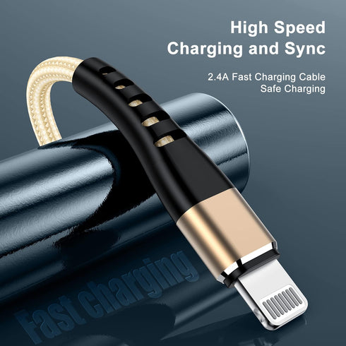 Essri 1FT USB to Lightning Charger Cord 2Pack, Nylon Braided Long Charging Cable 1 Foot Compatible with iPhone