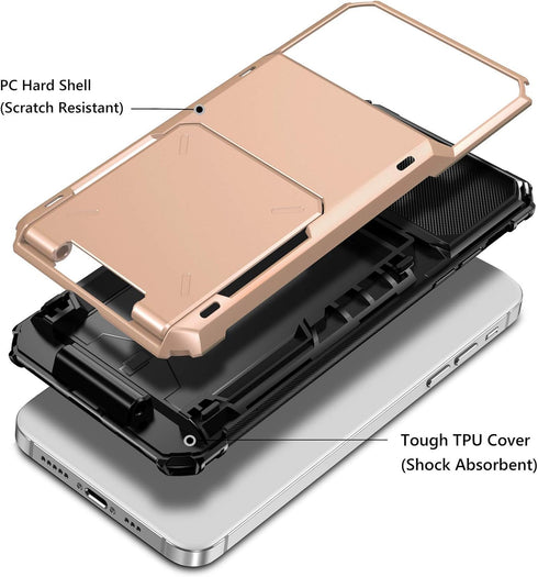 Vofolen Compatible with iPhone 12 Case, 5G Wallet with 4-Card Slot and Flip Hidden Pocket, Rose Gold