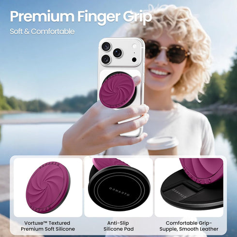 ORNARTO Vortuxe for MagSafe Phone Grip with Kickstand, Soft Liquid Silicone Finger Loop Grip, Phone Ring Holder