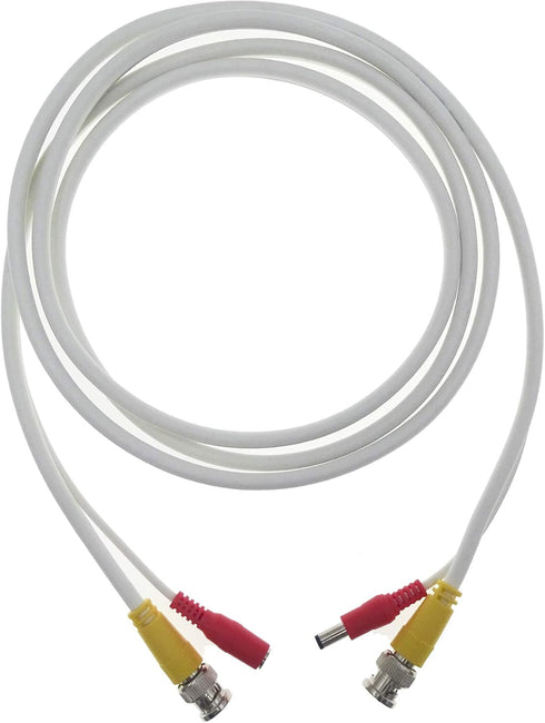 Pre-Made All-in-One Siamese RG59 BNC Video and Power CCTV Cable, 1X6.6ft (White)