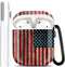 Portable Shockproof Protective Case Cover with Cleaner Kit for Apple AirPods 2/1 Charging Case, American Flag