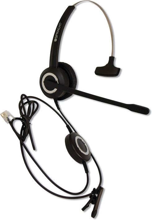 Spracht Zum RJ9 Single Ear Wired Headset for Desktop Phones, Universal Telephone Headsets for Office