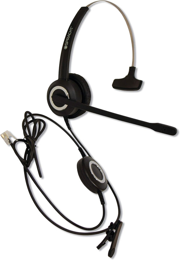 Spracht Zum RJ9 Single Ear Wired Headset for Desktop Phones, Universal Telephone Headsets for Office