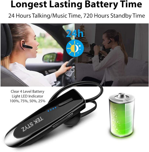 V5.3 Wireless Bluetooth Earpiece for Samsung Galaxy S24 S23 S22 S22 S20 +/ Ultra/Galaxy A/Z Flip & Fold / A8 Tab, IPX3 Waterproof Mic Headset CVC 6.0 Dual Noise Cancelling & 24H Talk Time/Playtime