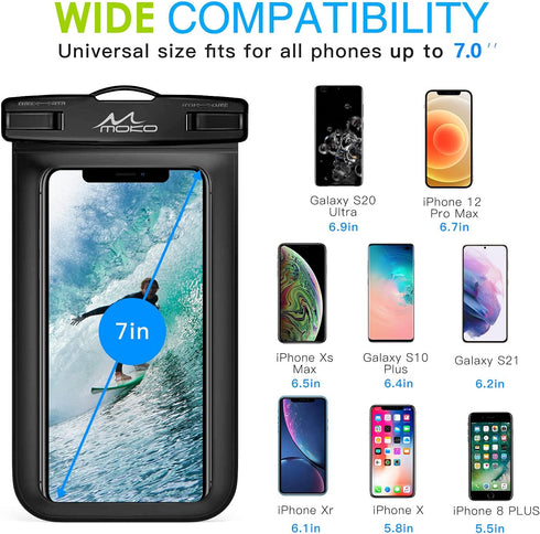 MoKo Waterproof Phone Pouch Holder 4Pack, Underwater Case with Lanyard for iPhone 14 13 12 11 Pro Max, Samsung S21