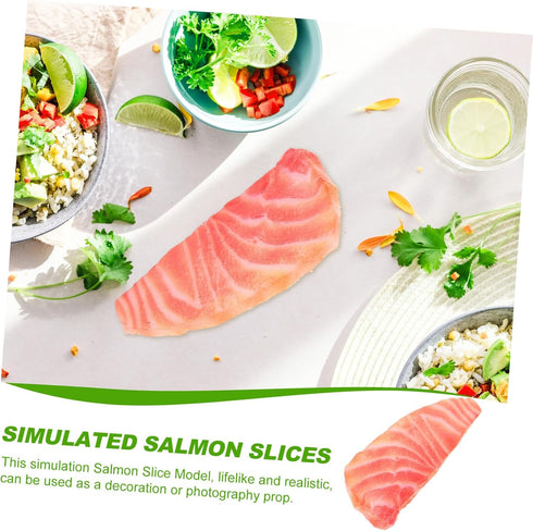 Abaodam Artificial Salmon Slice Model Realistic Fake Food Display for Photography Kitchen Decoration and Restaurant