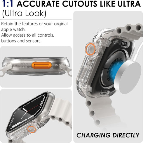 Ultra Look - Fullife 2 in 1 Compatible with Apple Watch Case Series 6 44mm, Waterproof Screen Protector, Front & Back