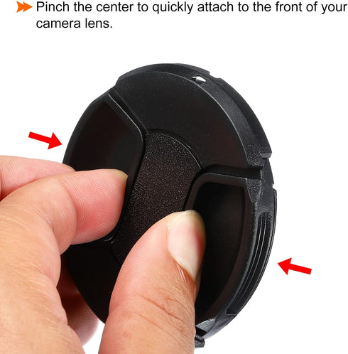 PATIKIL 4 Pack Camera Lens Cap, Center Pinch Front Lens Cover with Cap String/Microfiber Cleaning Cloth for 82mm