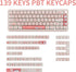 PBT Keycaps, 139 Cute MOA Dye-Sublimation Set for 61/64/68/84/87/100/104/108 Cherry MX Mechanical Keyboard (Pink Cat)